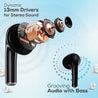 pTron Bassbuds Perl in-Ear TWS Earbuds, TruTalk AI-ENC Calls, Immersive Sound, 28H Playtime, Music/Game Modes, Bluetooth 5.3 Wireless Headphones, Pinch Touch Control, Type-C Fast Charge (Black Satin)