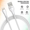pTron Solero i241 USB-A to iOS Fast Charging Cable Compatible with iOS Phones (Round, 1M, White)