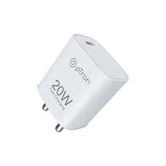 pTron Original 20W Type C iPhone Charger, Fast Charging Compatible for iPhone 15/14/13/12/11/X/8 & Other Type C Enabled Devices, 20W PD Charger, Power Delivery Compatible Adapter, Volta FC18 (White)