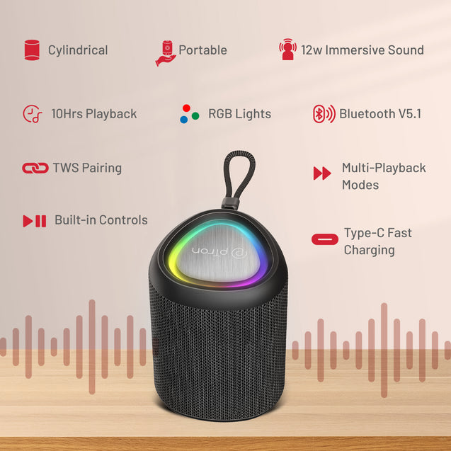 pTron Fusion Mount Bluetooth Speaker (Black)