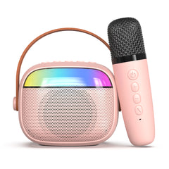 pTron Fusion Smart 10W Mini Bluetooth Speaker with Wireless Karaoke Mic, 10Hrs Playtime, RGB Lights, Voice Effects(Pink)