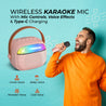 pTron Fusion Smart 10W Mini Bluetooth Speaker with Wireless Karaoke Mic, 10Hrs Playtime, RGB Lights, Voice Effects(Pink)