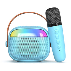 pTron Fusion Smart 10W Mini Bluetooth Speaker with Wireless Karaoke Mic, 10Hrs Playtime, RGB Lights, Voice Effects(Blue)