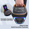 pTron Newly Launched Fusion Beats 40W Karaoke Bluetooth Party Speaker, Loud & Clear Stereo Sound, RGB Lights, 3 mtr Wired Mic, BT/USB/SD Card/Aux Playback, TWS Pairing & Type C Charging (Black)