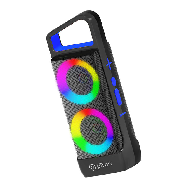 pTron Fusion Saga 20W Bluetooth Speaker with Punchy Stereo Sound, RGB Lights, Metal Grills, 8H Playtime, TWS Feature & Multi-Compatibility  (Black/Blue)