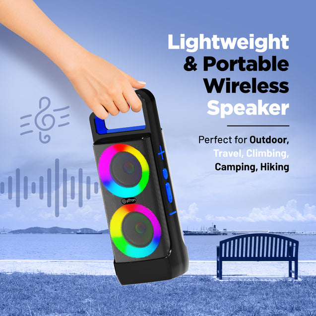 pTron Fusion Saga 20W Bluetooth Speaker with Punchy Stereo Sound, RGB Lights, Metal Grills, 8H Playtime, TWS Feature & Multi-Compatibility  (Black/Blue)