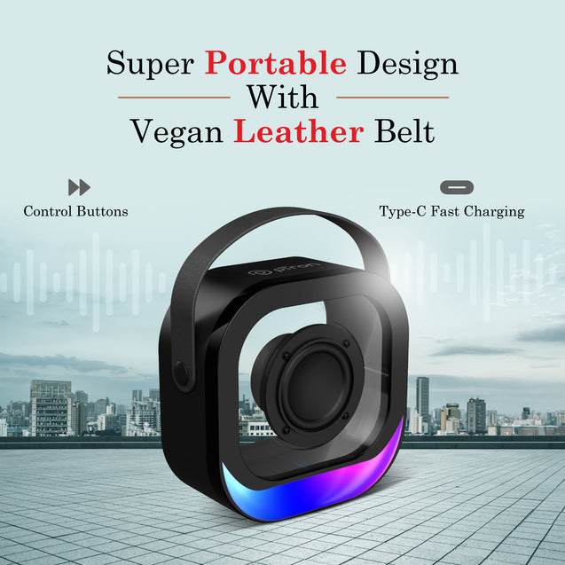 pTron Fusion Moment 10W Mini Bluetooth Speaker with Immersive Sound, Transparent Design, Vivid RGB Lights, 6Hrs Playtime, Bluetooth V5.3, TWS Pairing & Type C Charging Port (Black)