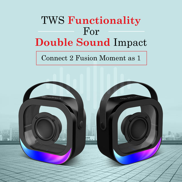 pTron Fusion Moment 10W Mini Bluetooth Speaker with Immersive Sound, Transparent Design, Vivid RGB Lights, 6Hrs Playtime, Bluetooth V5.3, TWS Pairing & Type C Charging Port (Black)
