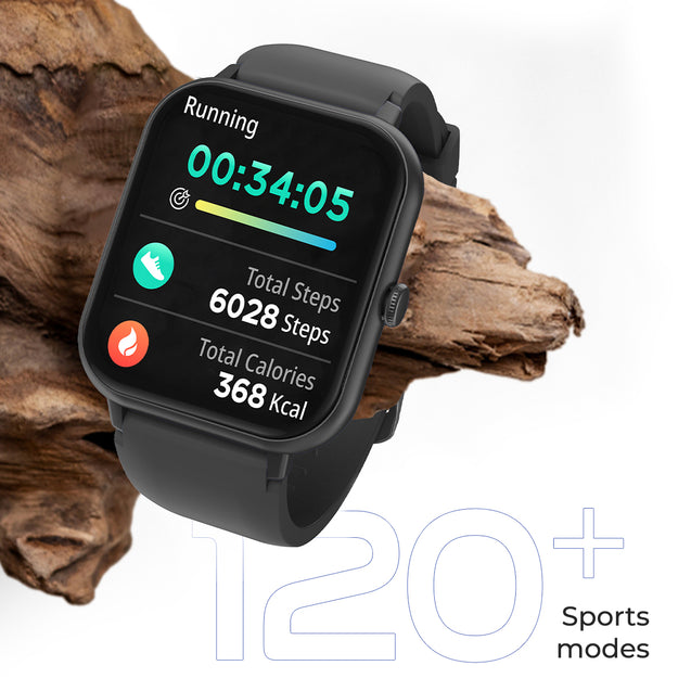 pTron Reflect Ace 1.85" Smartwatch with Bluetooth Calling, Full Touch Display, 600 NITS, HR, SpO2, 120+ Sports Mode, 7 Days Battery Life, Built-In Games, 100+ Watch Faces, IP68 Waterproof (Satin Black)