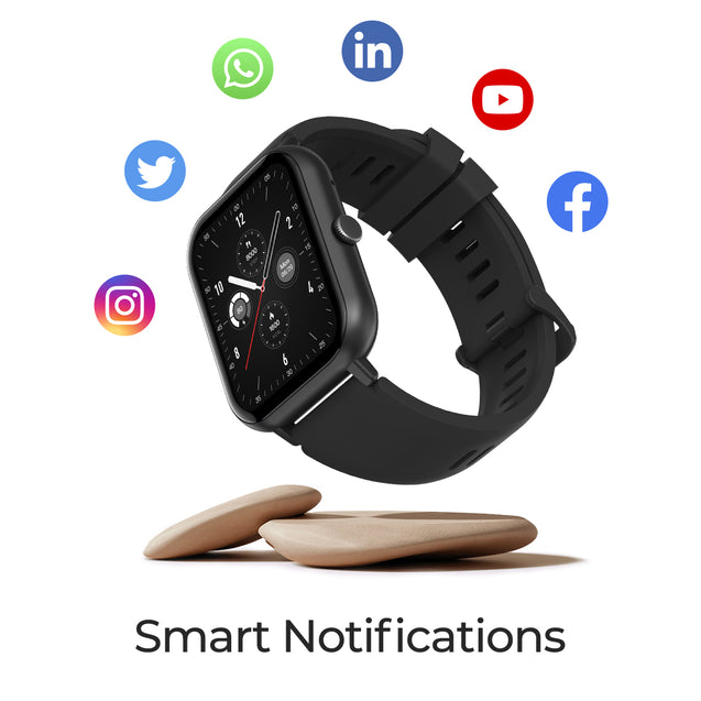 pTron Reflect Ace 1.85" Smartwatch with Bluetooth Calling, Full Touch Display, 600 NITS, HR, SpO2, 120+ Sports Mode, 7 Days Battery Life, Built-In Games, 100+ Watch Faces, IP68 Waterproof (Satin Black)