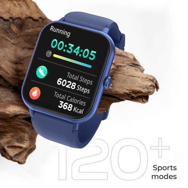 pTron Reflect Ace 1.85" Smartwatch with Bluetooth Calling, Full Touch Display, 600 NITS, HR, SpO2, 120+ Sports Mode, 7 Days Battery Life, Built-In Games, 100+ Watch Faces, IP68 Waterproof (Satin Blue)