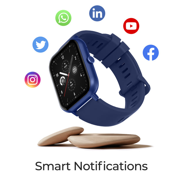 pTron Reflect Ace 1.85" Smartwatch with Bluetooth Calling, Full Touch Display, 600 NITS, HR, SpO2, 120+ Sports Mode, 7 Days Battery Life, Built-In Games, 100+ Watch Faces, IP68 Waterproof (Satin Blue)