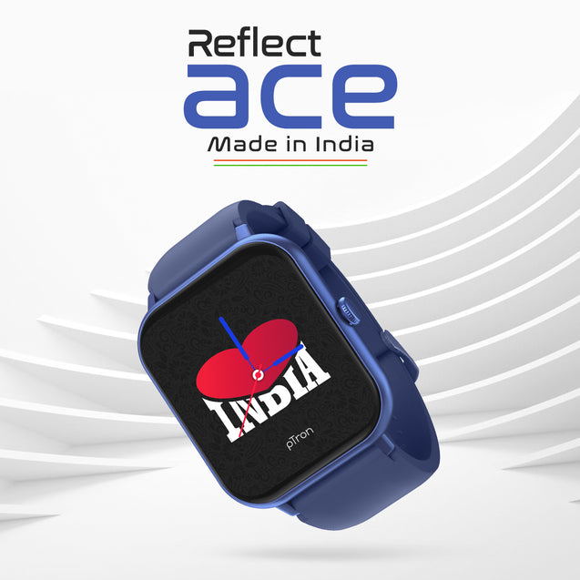 pTron Reflect Ace 1.85" Smartwatch with Bluetooth Calling, Full Touch Display, 600 NITS, HR, SpO2, 120+ Sports Mode, 7 Days Battery Life, Built-In Games, 100+ Watch Faces, IP68 Waterproof (Satin Blue)