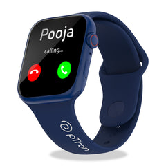 pTron Force X12S 1.85" Square Smartwatch with Bluetooth Calling, Full Touch Display, Functional Crown, Heart Rate Monitor, SpO2, Watch Faces, 5 Days Battery Life, Fitness Trackers & IP68 (Satin Blue)