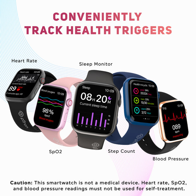 pTron Force X12S 1.85" Square Smartwatch with Bluetooth Calling, Full Touch Display, Functional Crown, Heart Rate Monitor, SpO2, Watch Faces, 5 Days Battery Life, Fitness Trackers & IP68 (Satin Blue)