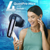 pTron Zenbuds Ultima ANC Earbuds, 35Db Quietsound ANC, 4 Quadpro Mics with Trutalk ENC Calls, 4D Panaromic Audio, Transparency Mode, 50Hrs Playtime, in Ear BT 5.3 Wireless Headphones & IPX5 (Blue)