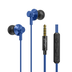 pTron Pride Lite in-Ear Wired in Ear Earphones with in-line Mic, 10mm Driver, Immersive Sound, Metal Buds, Compatible with 3.5mm Aux Port Device & 1.2m Tangle-Free Cable (Blue)