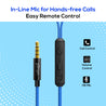 pTron Pride Lite in-Ear Wired in Ear Earphones with in-line Mic, 10mm Driver, Immersive Sound, Metal Buds, Compatible with 3.5mm Aux Port Device & 1.2m Tangle-Free Cable (Blue)