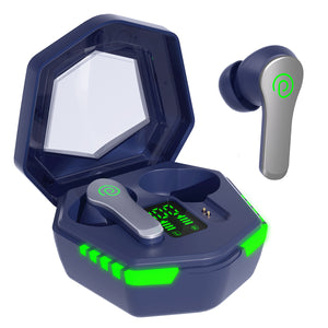 pTron Bassbuds Epic Bluetooth True Wireless in Ear Earbuds with Mic, Gaming 40ms Low Latency, 35Hrs Playtime, Deep Bass, ENC Stereo Call, BT5.3 Headphones, 1-Step Pairing, Voice Assist &amp; IPX4 (Blue)