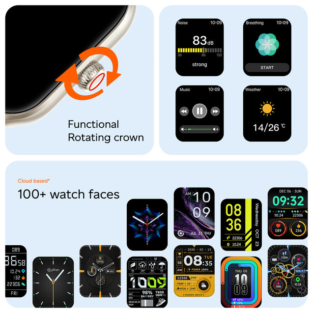 pTron Reflect MaxPro 2.01" Square Dial Smartwatch, Full Touch Display, Bluetooth Calling, Functional Crown, 600 NITS, 100+ Watch Faces, HR, SpO2, 5 Days Battery Life & IP68 Waterproof (Light Pink)