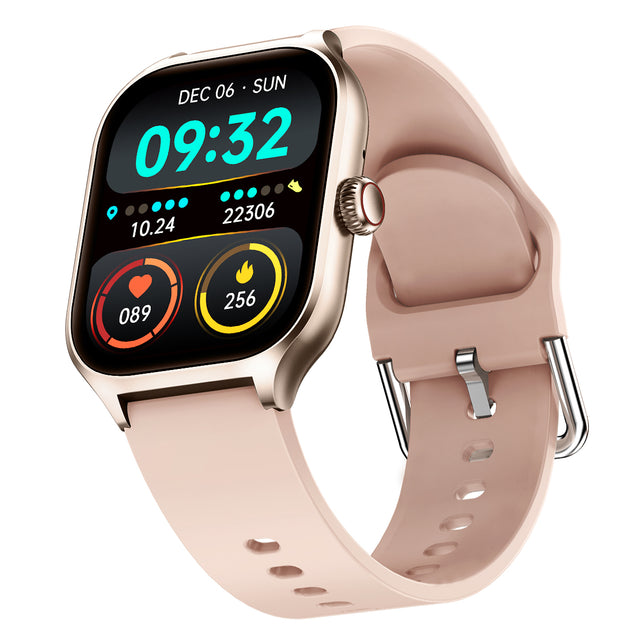 pTron Reflect MaxPro 2.01" Square Dial Smartwatch, Full Touch Display, Bluetooth Calling, Functional Crown, 600 NITS, 100+ Watch Faces, HR, SpO2, 5 Days Battery Life & IP68 Waterproof (Light Pink)