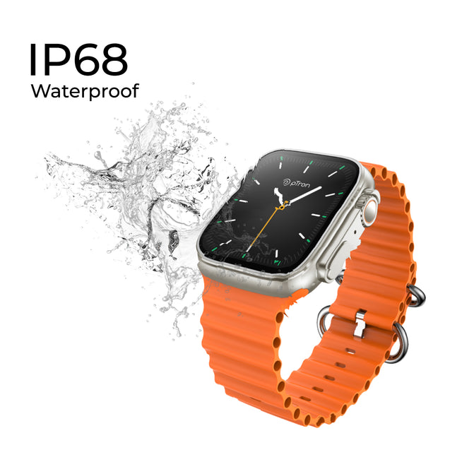 pTron Reflect Pro 1.85" Full Touch Display Smartwatch, Bluetooth Calling, 600 NITS, Digital Crown, Metal Frame, 100+ Watch Faces, HR, SpO2, Voice Assist, 5 Days Battery Life & IP68 (Champagne Gold)