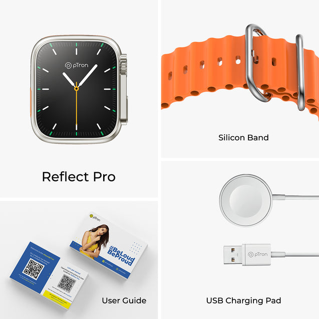 pTron Reflect Pro 1.85" Full Touch Display Smartwatch, Bluetooth Calling, 600 NITS, Digital Crown, Metal Frame, 100+ Watch Faces, HR, SpO2, Voice Assist, 5 Days Battery Life & IP68 (Champagne Gold)