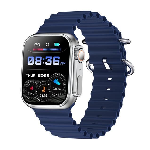 pTron Reflect Pro 1.85" Full Touch Display Smartwatch, Bluetooth Calling, 600 NITS, Digital Crown, Metal Frame, 100+ Watch Faces, HR, SpO2, Voice Assist, 5 Days Battery Life & IP68 (Satin Blue)