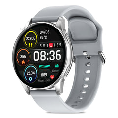 pTron Reflect Flash 1.32" Round Dial Smartwatch, Bluetooth Calling, Full Touch Display, 600 NITS, Metal Frame, 100+ Watch Faces, Heart-Rate, SpO2, IP68, Voice Assist & 5 Days Battery Life (Sterling Silver)