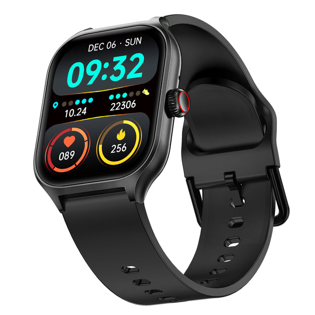 pTron Reflect MaxPro 2.01" Square Dial Smartwatch, Full Touch Display, Bluetooth Calling, Functional Crown, 600 NITS, 100+ Watch Faces, HR, SpO2, 5 Days Battery Life & IP68 Waterproof (Satin Black)
