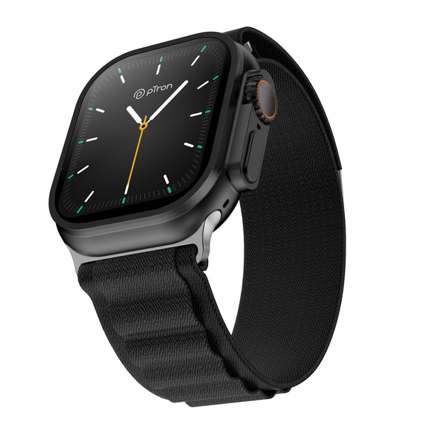 pTron Reflect Pro Plus 2.01 inch Smartwatch, Full Touch Display, Bluetooth Calling, 650 NITS, Digital Crown, Metal Frame, 100+ Watch Faces, HR, SpO2, Voice Assistant & 5 Days Battery Life (Jet Black)