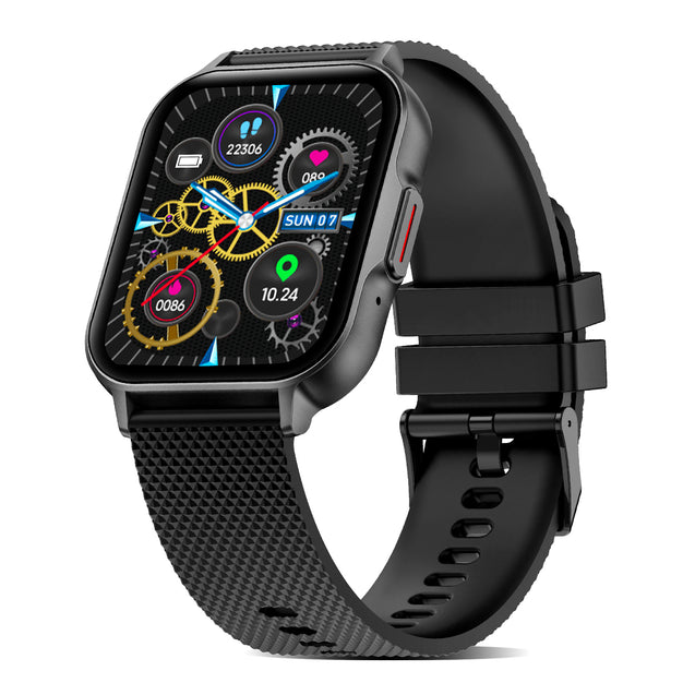 pTron Reflect Classic 2.01" Square Dial Smartwatch, Bluetooth Calling, Full Touch Display, 600 NITS, Metal Frame, 100+ Watch Faces, HR, SpO2, Voice Assist, 5 Days Battery Life & IP68 (Satin Black)