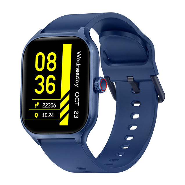 pTron Reflect MaxPro 2.01" Square Dial Smartwatch, Full Touch Display, Bluetooth Calling, Functional Crown, 600 NITS, 100+ Watch Faces, HR, SpO2, 5 Days Battery Life & IP68 Waterproof (Satin Blue)