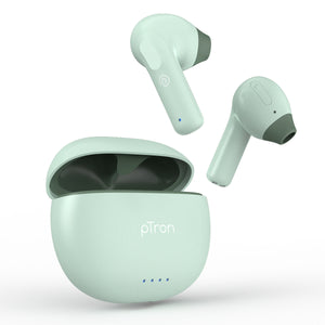 pTron Bassbuds NX in Ear TWS Earbuds, TruTalk AI-ENC Calls, 32Hrs Playtime, 13mm Drivers, Bluetooth 5.3 Wireless Headphone, Voice Assistant, Type-C Fast Charging & IPX5 Water Resistant (Green)