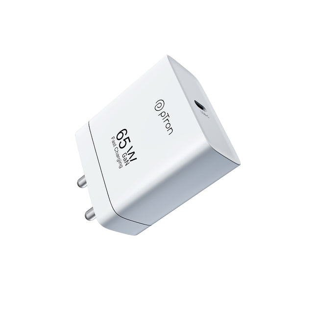 pTron 65W Gan USB Type C Charger for MacBook Pro/Air, Dell Xps, iPhone 15 Pro Max/14/13, iPad Pro, Galaxy S23, Pixel 8/7 and More Volta FC23 (White)