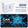 pTron 65W Gan USB Type C Charger for MacBook Pro/Air, Dell Xps, iPhone 15 Pro Max/14/13, iPad Pro, Galaxy S23, Pixel 8/7 and More Volta FC23 (White)