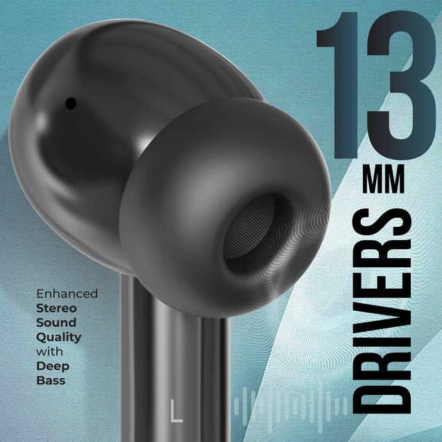 pTron Zenbuds Evo X1 Max in-Ear TWS Earbuds, 200 Hours Playtime, Emergency Power Bank, Quad Mic ENC Calls, 13mm Driver, 40ms Low Latency, BT5.3 Wireless Headphone, Type C Fast Charging (Black)
