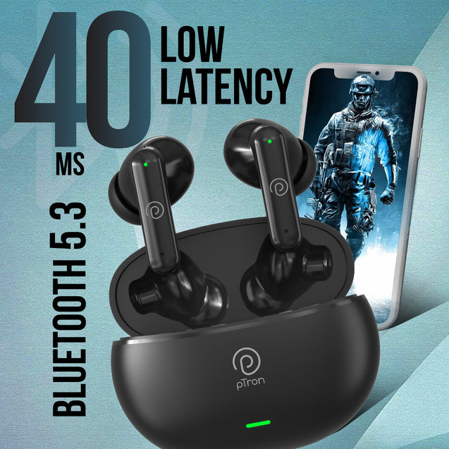 pTron Zenbuds Evo X1 Max in-Ear TWS Earbuds, 200 Hours Playtime, Emergency Power Bank, Quad Mic ENC Calls, 13mm Driver, 40ms Low Latency, BT5.3 Wireless Headphone, Type C Fast Charging (Black)