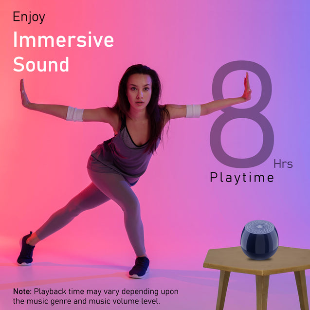 pTron Musicbot Pop Mini 8W Wireless Speaker, Immersive Sound, 52mm Driver, 8H Playtime, Bluetooth V5.3, MicroSD Card & USB Playback, TWS Pairing Feature, Integrated Music Control (Blue)