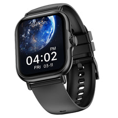 pTron Reflect Callz 2.01" Smartwatch with Bluetooth Calling, Full Touch Square Display, 600 NITS, Functional Crown, 100+ Watch Faces, HR, SpO2, 5 Days Battery Life & IP68 (Black)