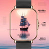 pTron Reflect Callz 2.01" Smartwatch with Bluetooth Calling, Full Touch Square Display, 600 NITS, Functional Crown, 100+ Watch Faces, HR, SpO2, 5 Days Battery Life & IP68 (Gold & Black)