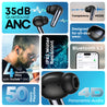 pTron Zenbuds Ultima ANC Earbuds, 35Db Quietsound ANC, 4 Quadpro Mics with Trutalk ENC Calls, 4D Panaromic Audio, Transparency Mode,50Hrs Playtime,in Ear BT 5.3 Wireless Headphones & IPX5(Pearl Black)