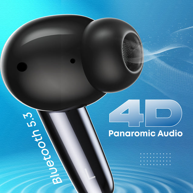 pTron Zenbuds Ultima ANC Earbuds, 35Db Quietsound ANC, 4 Quadpro Mics with Trutalk ENC Calls, 4D Panaromic Audio, Transparency Mode,50Hrs Playtime,in Ear BT 5.3 Wireless Headphones & IPX5(Pearl Black)