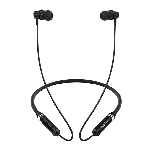 pTron Intunes Magic In-Ear Bluetooth 5.0 Wireless Headphones with Deep Bass, 18H Playtime, Clear Calls, Dual Device Pairing Wireless Neckband, Fast Type-C Charge, Voice Assistant & IPX4 (Jet Black)