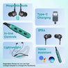 pTron InTunes Classic Bluetooth 5.2 Wireless in-Ear Headphones with Mic, 24H Playback, 13mm Driver, Fast Charging Type-C Neckband, Dual Pairing, Voice Assist & IPX4 Water Resistant (Jet Black & Green)