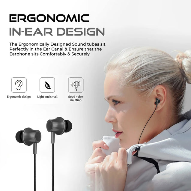 pTron Boom Play In-Ear Type C Wired Headphones with Mic, 10mm Drivers for Immersive Audio, 1.2m Fish Scale Style Tangle-free Cable, In-line Controls, Metal Buds, Snug-fit & Wide Compatibility (Black)