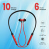 pTron InTunes Ultima in-Ear Wireless Earphones with Mic, 18 Hrs Music with Mega Bass, Bluetooth 5.0 Neckband, Lightweight, Voice Assistant, Type-C Fast Charging, IPX4 Water Resistant (Jet Black & Red)