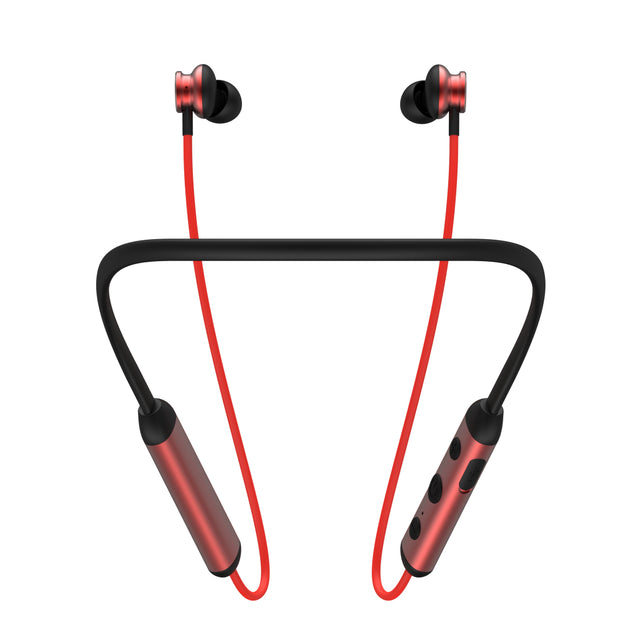 pTron InTunes Ultima in-Ear Wireless Earphones with Mic, 18 Hrs Music with Mega Bass, Bluetooth 5.0 Neckband, Lightweight, Voice Assistant, Type-C Fast Charging, IPX4 Water Resistant (Jet Black & Red)