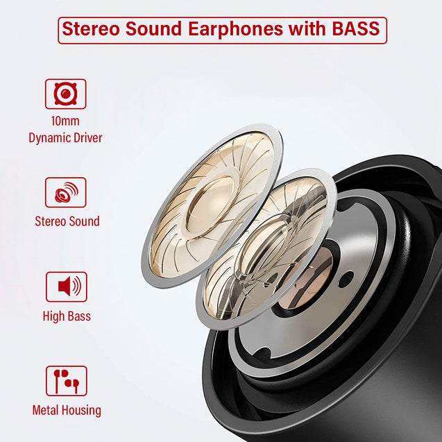 pTron Avento Plus In-Ear Wireless Headphones with Mic, 10mm Drivers, Immersive Sound, Handsfree Calls, Snug-fit Design, BT5.0, Magnetic Earbuds & In-line Controls & IPX4 Water Resistant (Black)