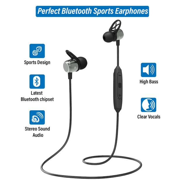 pTron Avento Plus In-Ear Wireless Headphones with Mic, 10mm Drivers, Immersive Sound, Handsfree Calls, Snug-fit Design, BT5.0, Magnetic Earbuds & In-line Controls & IPX4 Water Resistant (Black)